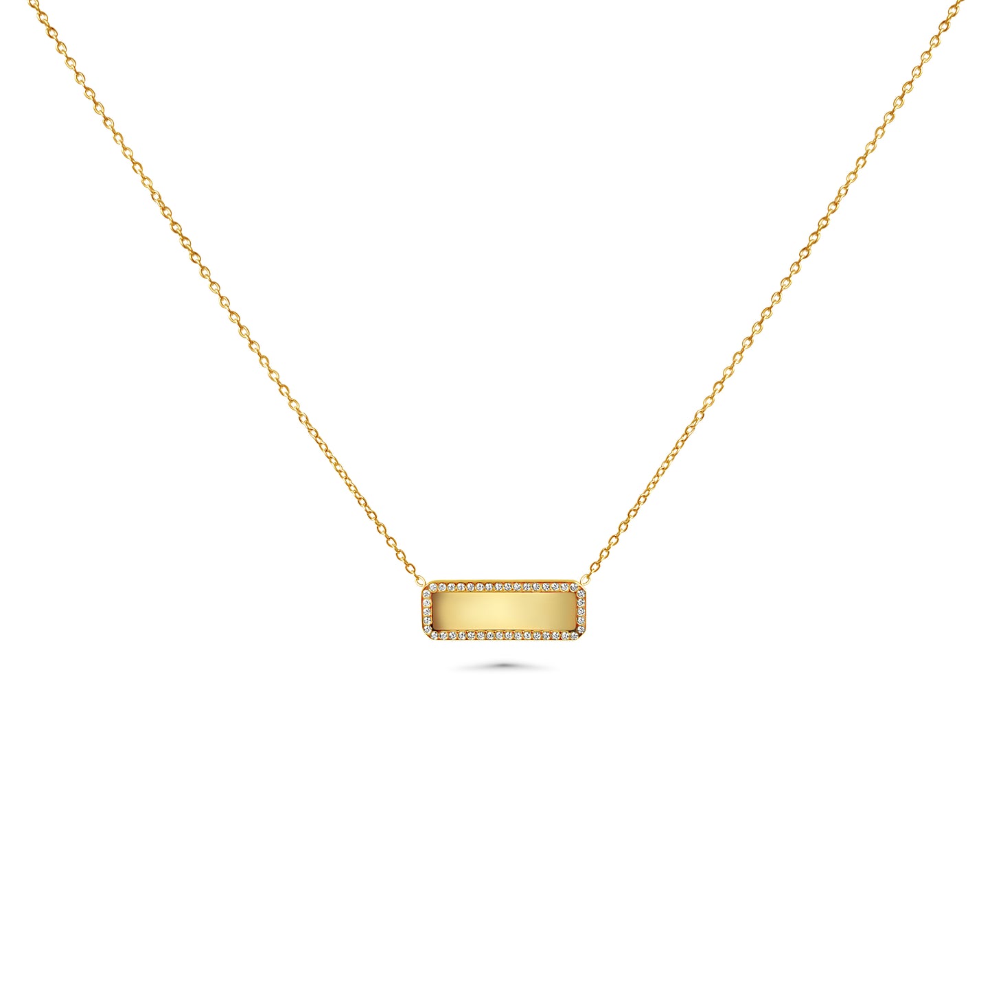 Engraved round charm necklace