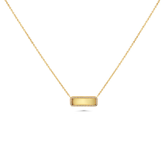Engraved round charm necklace