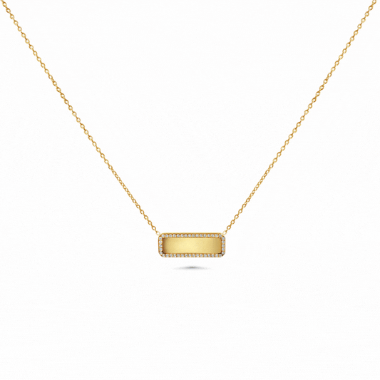 Engraved round charm necklace