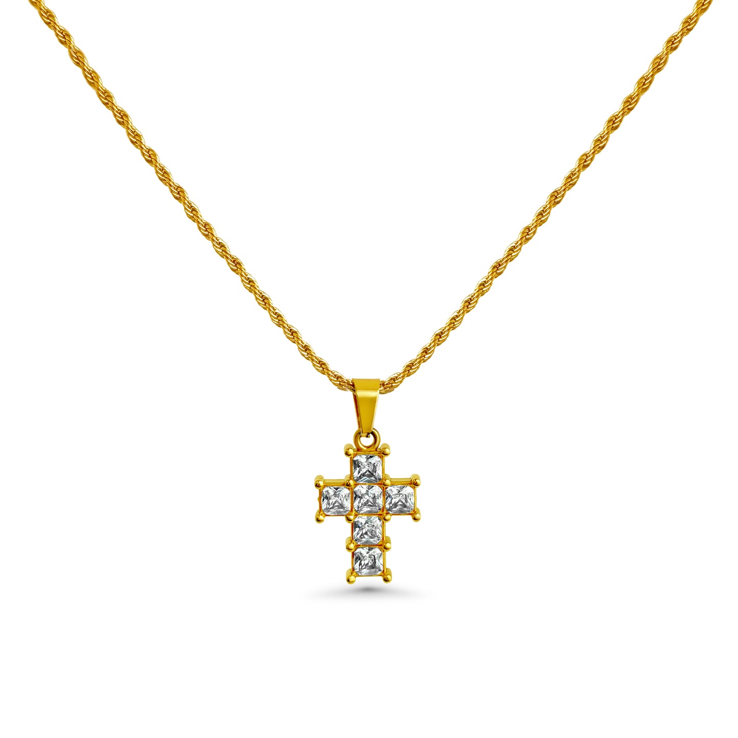 DIAMOND CROSS CANAL NECKLACE